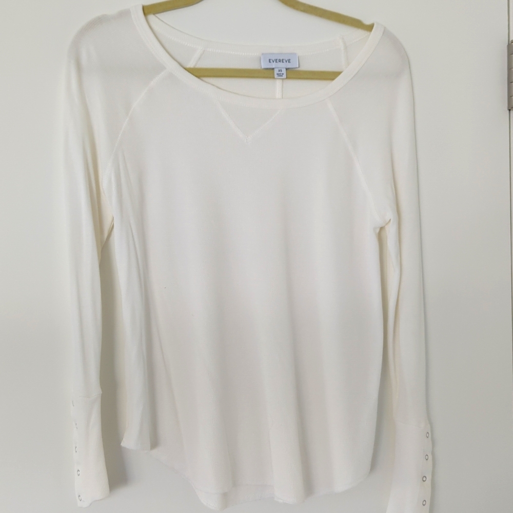 Evereve Long Sleeve Top White Sz XS